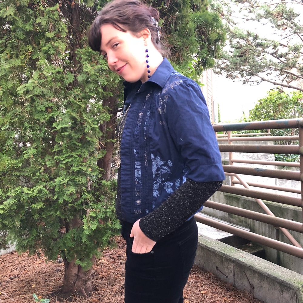 Coldwater Creek Collared metallic shirt